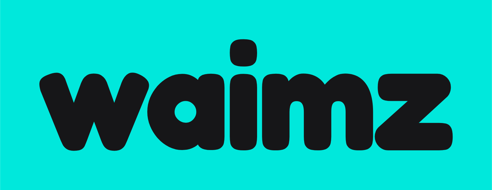 Waimz logo, black on blue