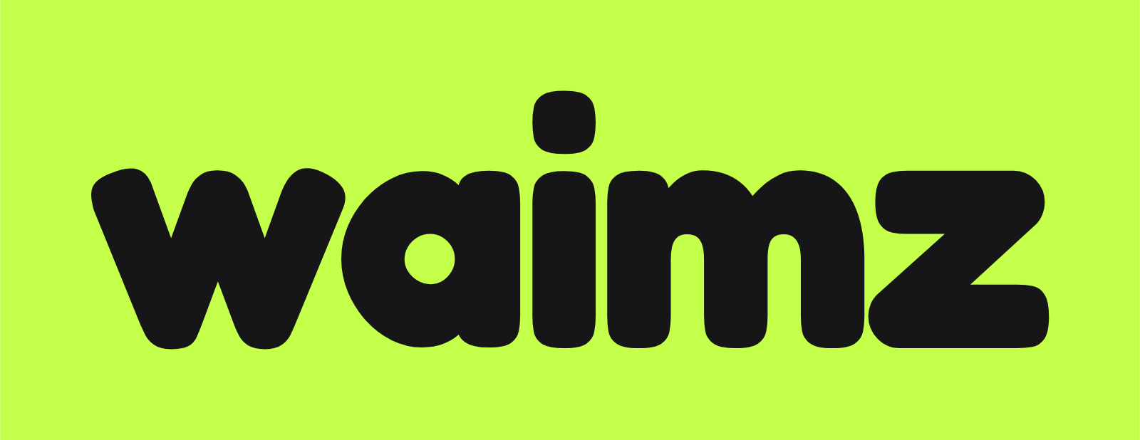 Waimz logo, black on green